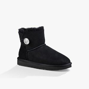 Ugg Mini Bailey Button Bling Women Classic Boots Black (6509GOJMT)